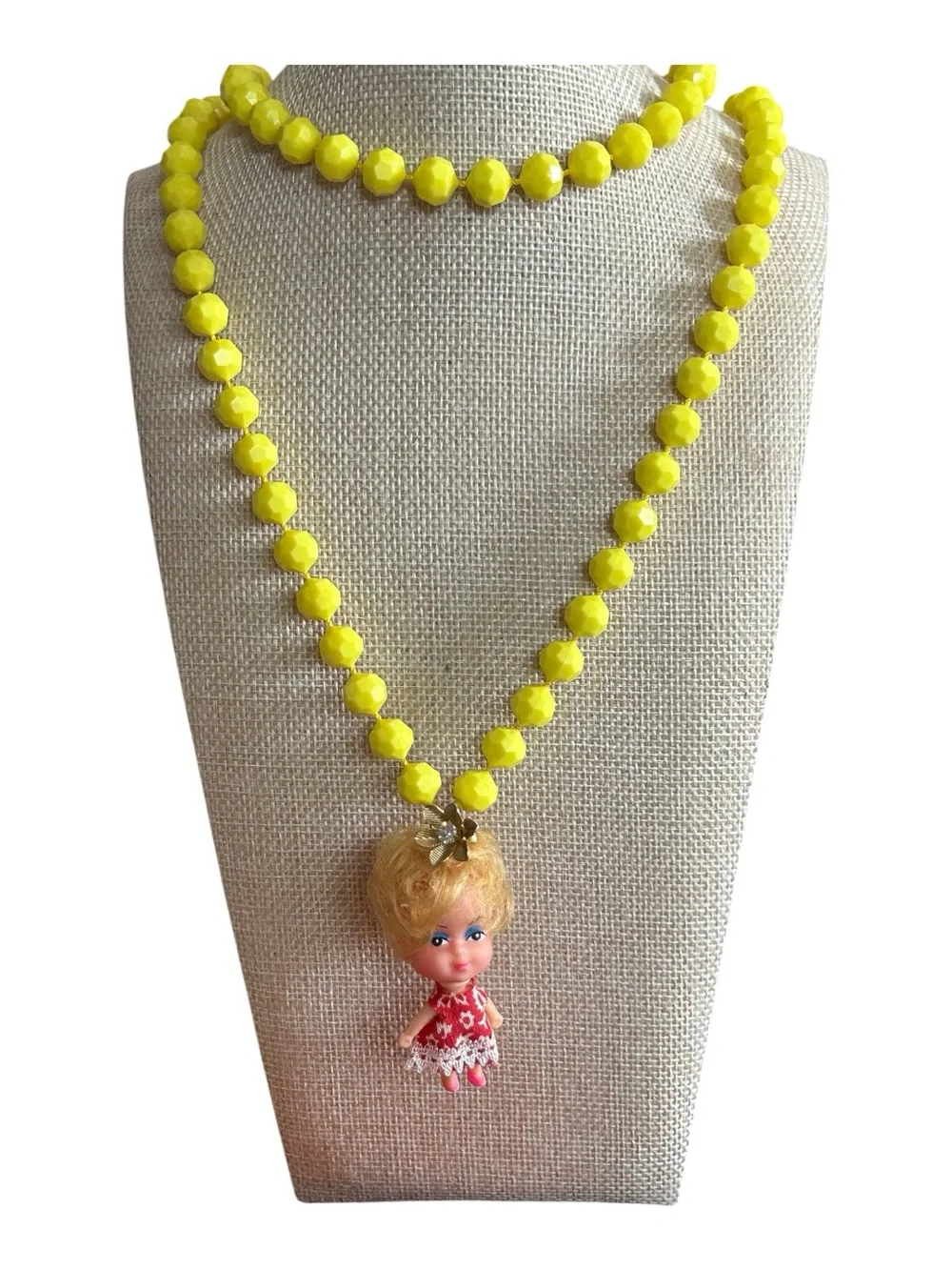 Vintage Deadstock Kiddle Clone Doll Assemblage Necklace.  One of a Kind